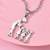 Girls Boy Children Stainless Steel Family Necklaces Mama Pendants Necklace Birthday Gifts For Women Jewelry Mother's Day Jewelry Quick Pick Grocers