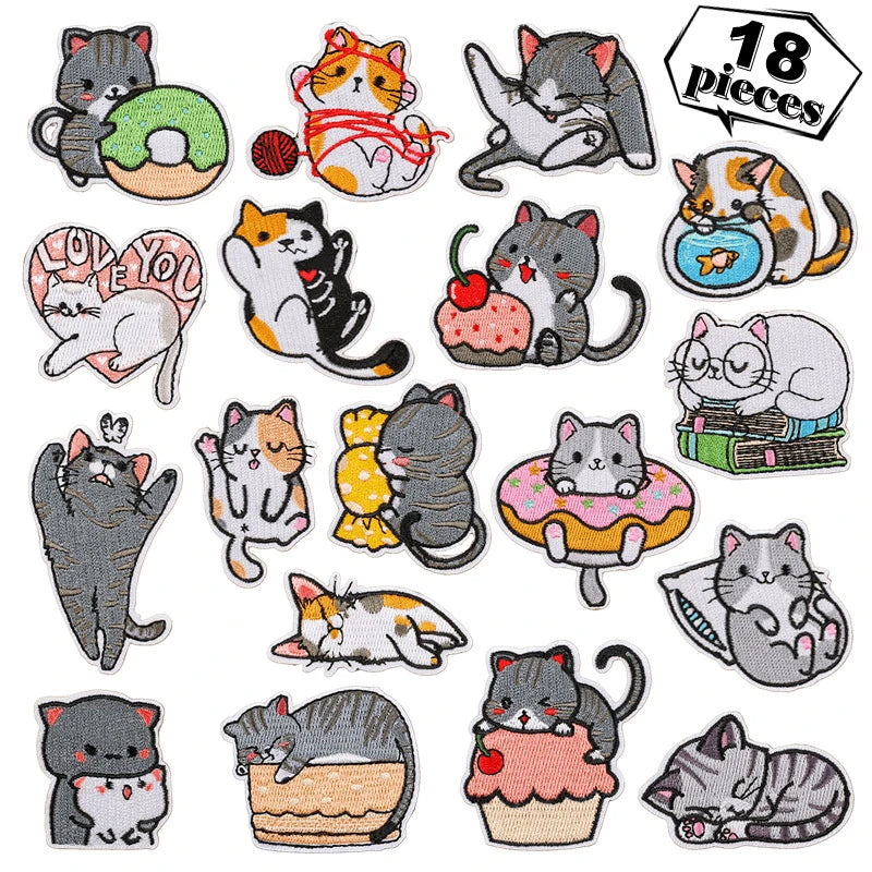 Cute Cartoon Cat patch Embroidery Patches on clothes Children's clothing Animal Interesting Embroidery Accessories Iron patch Quick Pick Grocers