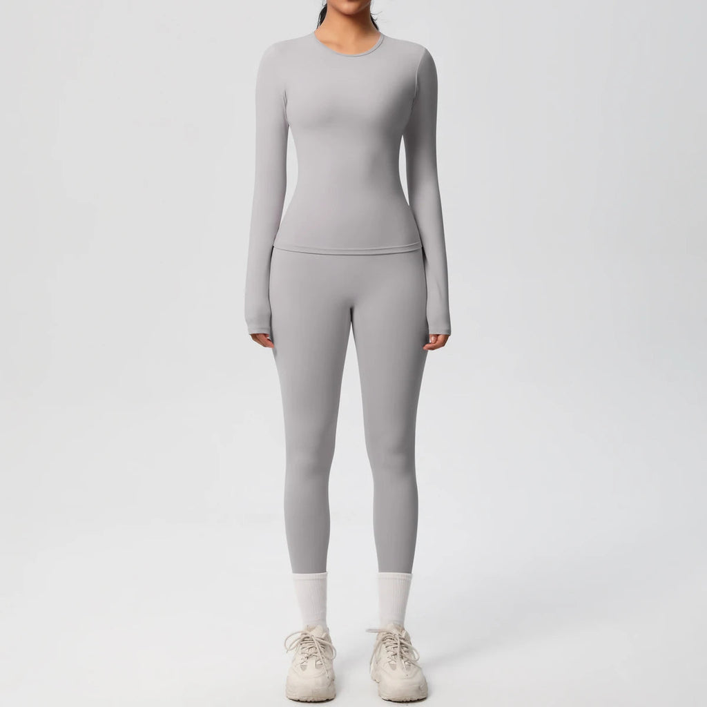 2 PCS Sportswear Yoga Set Gym Clothes Yoga Suits For Women Fitness Set Tracksuits Sports Long Sleeve Crop Top Gym Leggings Quick Pick Grocers