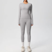 2 PCS Sportswear Yoga Set Gym Clothes Yoga Suits For Women Fitness Set Tracksuits Sports Long Sleeve Crop Top Gym Leggings Quick Pick Grocers