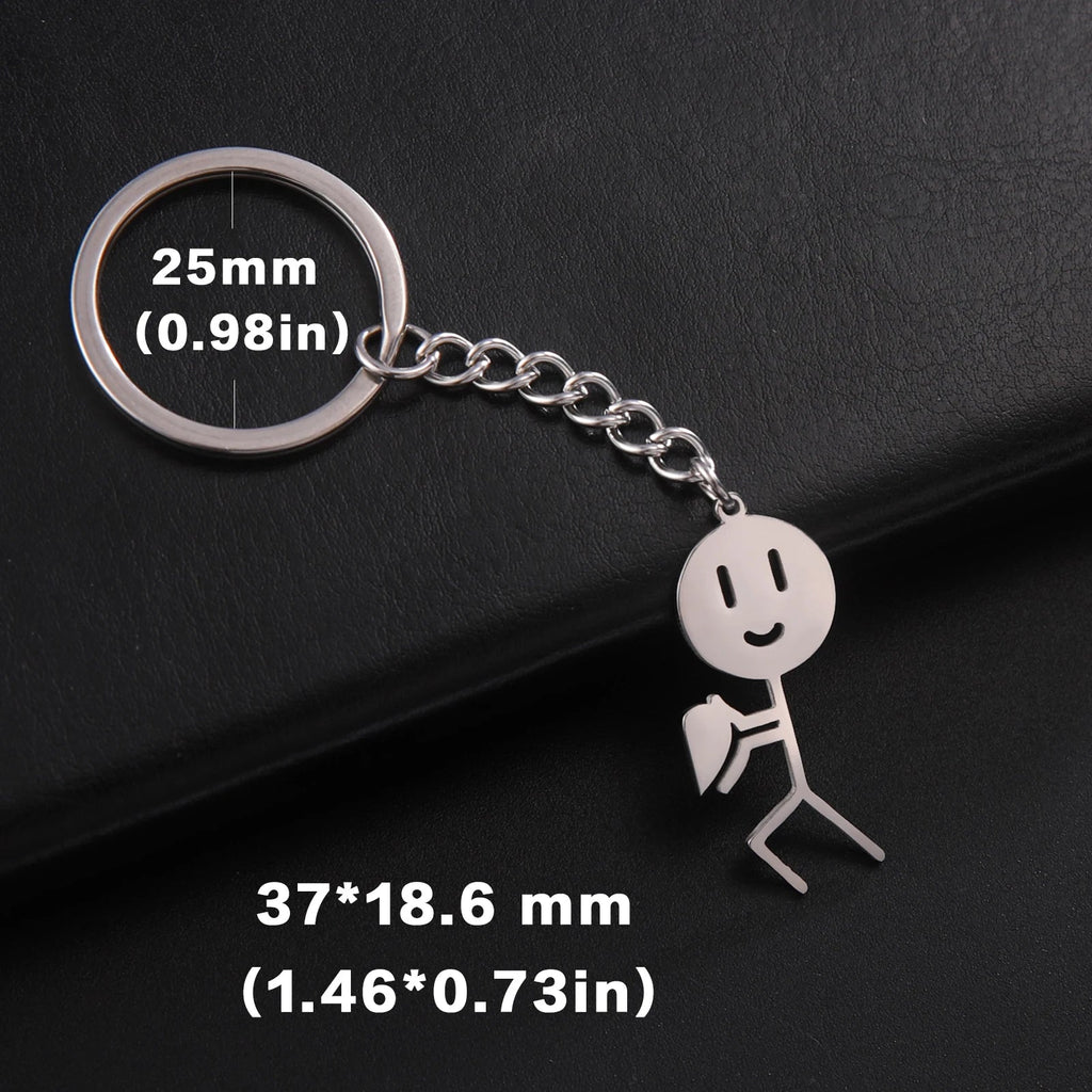 Teamer Funny Middle Finger Stickman Keychain 2025 Cute Trend School Bag Car Key Pendant Couple New Trinket Gift Keyring Econic Blanks