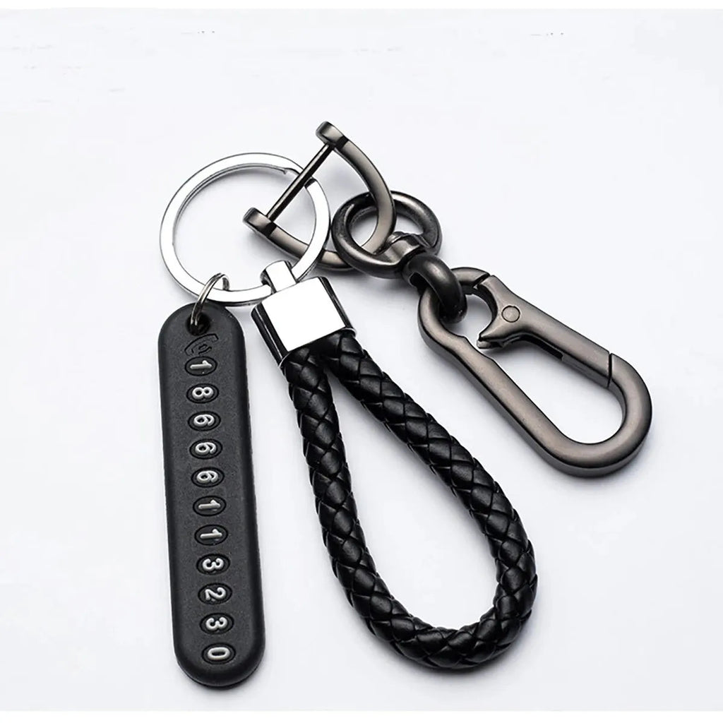 Trendy DIY Mobile Phone Number Plate Pendant Keychain for Men Punk Simple Woven Leather Rope Anti-lost Car Key Chain Accessories Econic Blanks