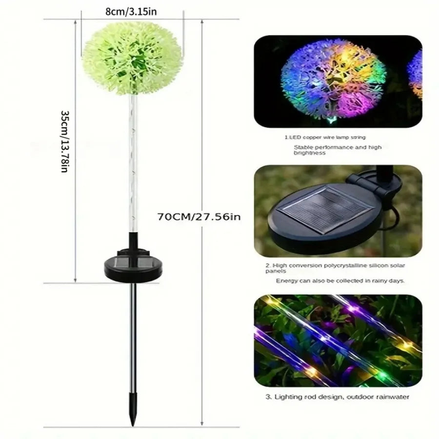 1PC/2PC 1 head/3 head solar LED dandelion outdoor ground mounted light,suitable for courtyard,garden,and landscape decoration Quick Pick Grocers