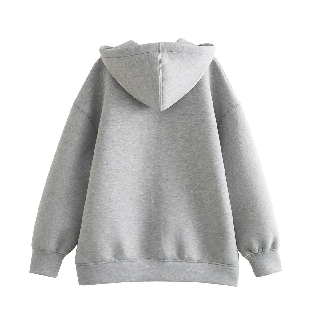 2024 Spring and Autumn New Casual Street Loose Oversize Hooded Zipper Hoodie Space Cotton Jacket Coat Lazy Women's Cardigan Econic Blanks