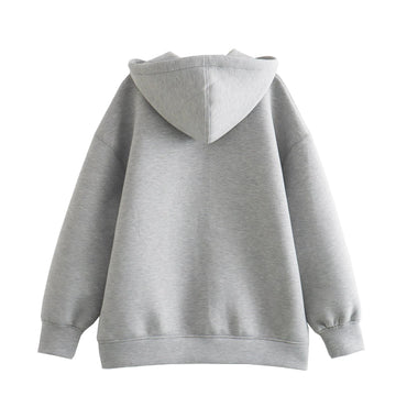2024 Spring and Autumn New Casual Street Loose Oversize Hooded Zipper Hoodie Space Cotton Jacket Coat Lazy Women's Cardigan Econic Blanks