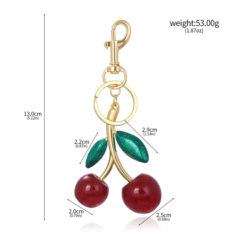 Trendy Red Cherry Pendant Keychain for Women Cute Bag Decorations Multifunctional Jewelry Car Key Accessories Charm Keyring Gift Quick Pick Grocers