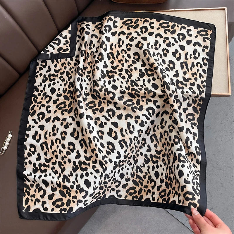 2025 Silk Shawl Print Headscarf Cat Hair Wrap Neckerchief Female Satin Square Scarf For Women Headband Foulard Hijab Bandana Quick Pick Grocers