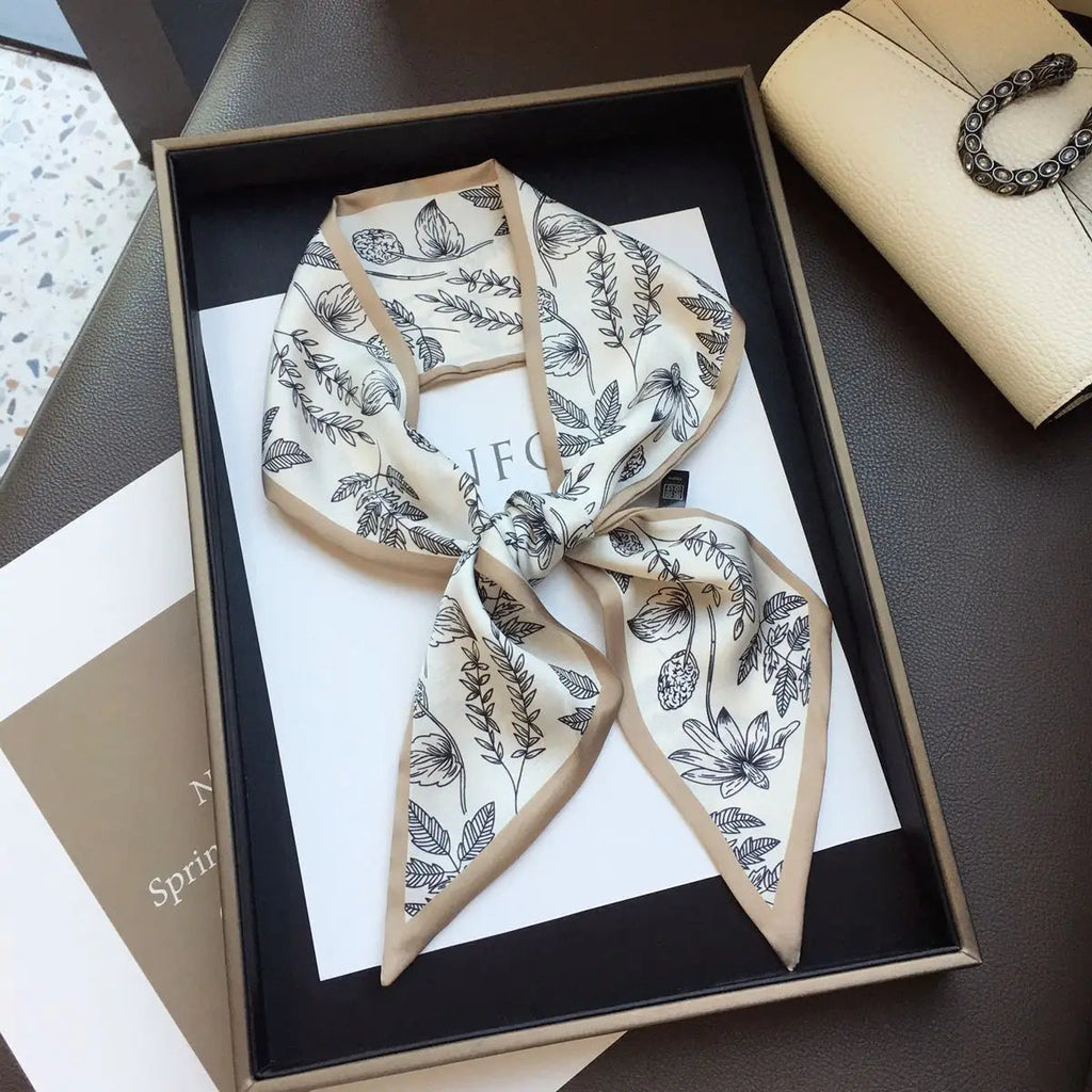 Cashew flower silk scarf, double-sided printed headband, ins decoration, versatile triangle scarf accessories Quick Pick Grocers