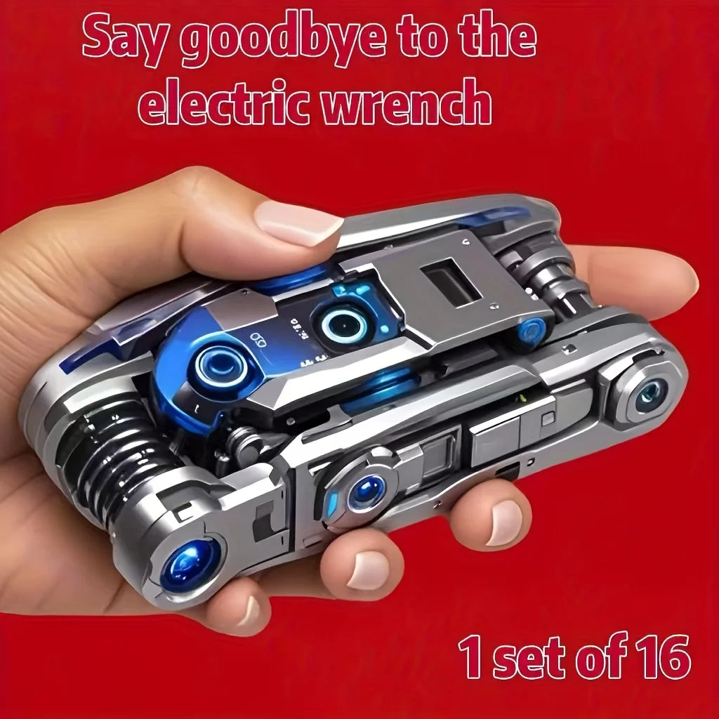16-in-1 Socket Wrench Set, Non-Slip Rotating Head. Durable Stainless Steel for Home & Car Repairs. Easy & Universal Tool. Quick Pick Grocers