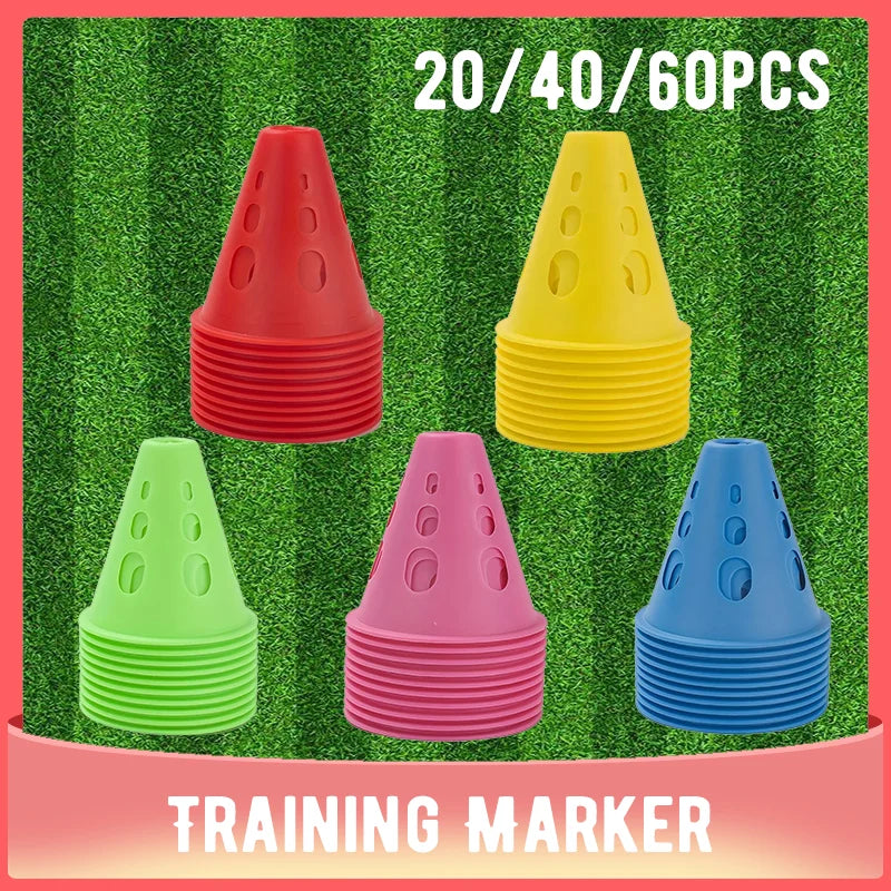 20/40/60 PCS Colorful Windproof Skate Marker Cones Roller Football Marking Cup Soccer Training Equipment Quick Pick Grocers
