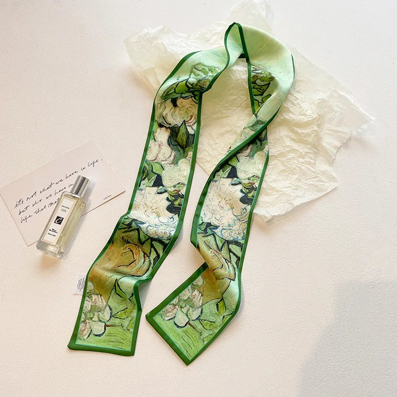 Cashew flower silk scarf, double-sided printed headband, ins decoration, versatile triangle scarf accessories Quick Pick Grocers