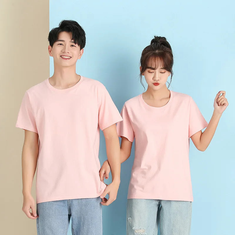2026 Brand New 100% Cotton Mens T-shirt Pure Color Men T Shirts Round Collar Short-Sleeve Man T-shirt Top Tees For Male Clothes Quick Pick Grocers