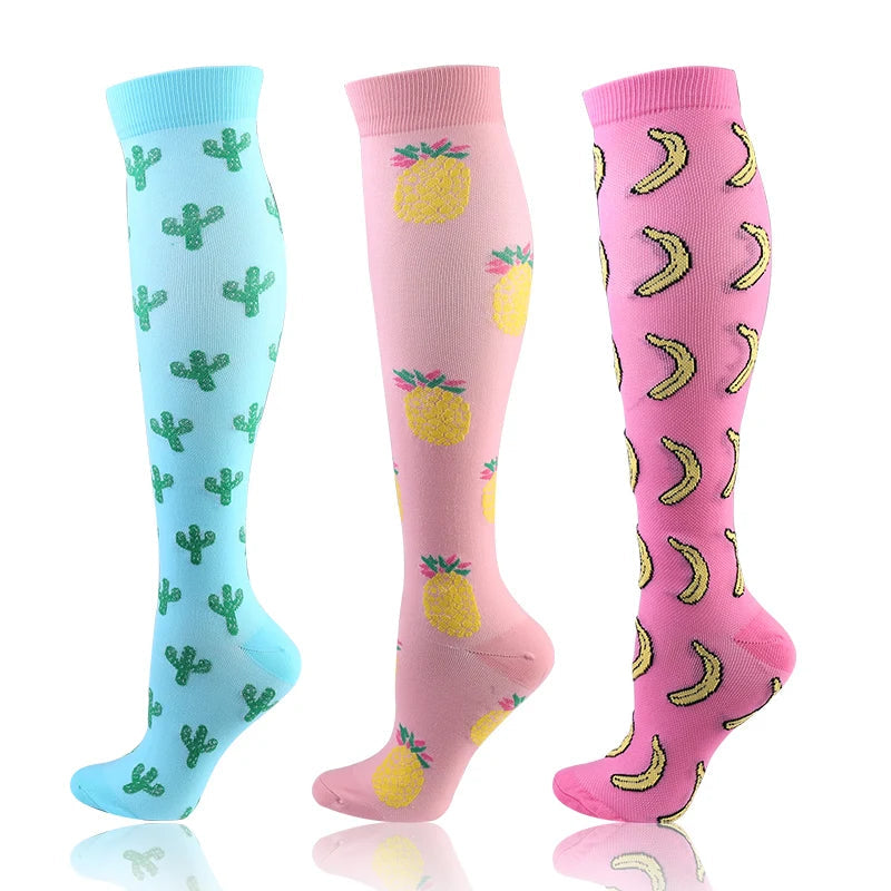58 Styles 3 Pairs/Pack Compression Socks Knee High 30MmHg  Women Men Sports Socks Edema Diabetes Varicose Veins Running Socks Quick Pick Grocers