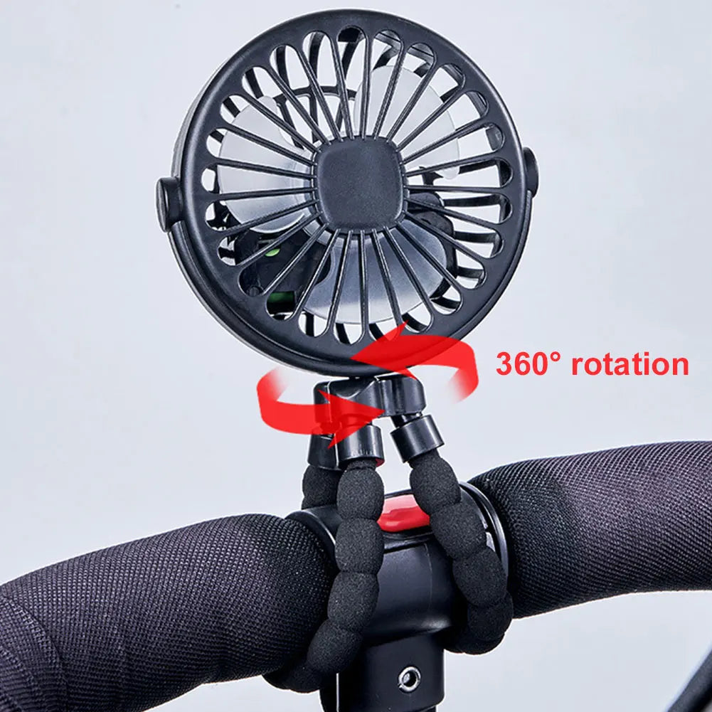 Baby Stroller Fan with Flexible Tripod Portable Handheld Fan USB Charging Mini Desk Cooling Fan 500mAh for Baby Stroller Student Quick Pick Grocers