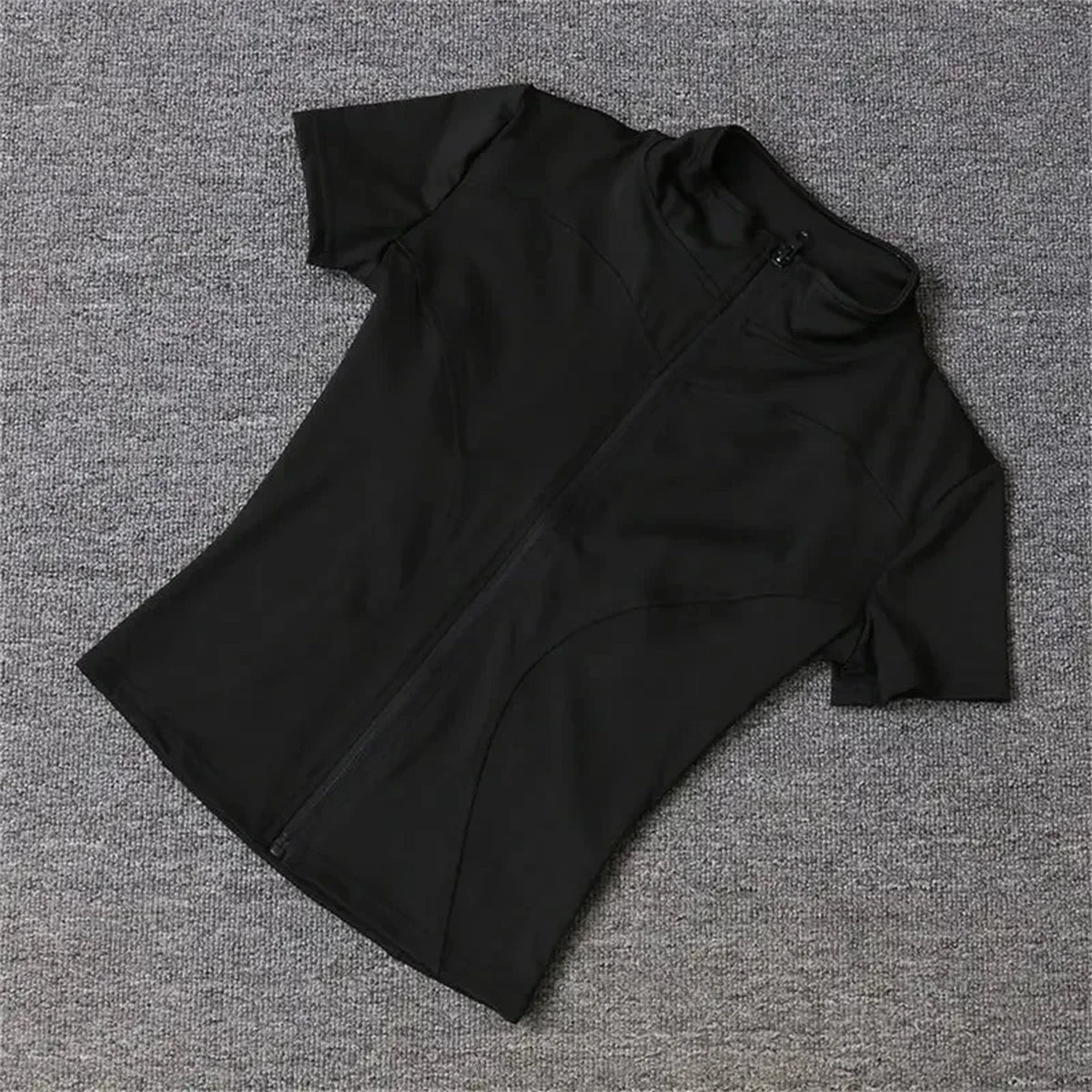 Women Summer Slim Yoga Tops Stand Collar Full Zipper Short Sleeves Shirts Solid Workout Clothes Gym Running Coats Lady Casual Quick Pick Grocers
