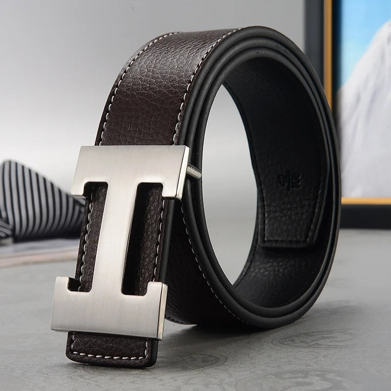 Width 3.8cm Famous Brand Belt Men Top Quality Genuine Luxury Leather Belts for Men Strap Metal Belt Fashion Women's Belt jeans Quick Pick Grocers