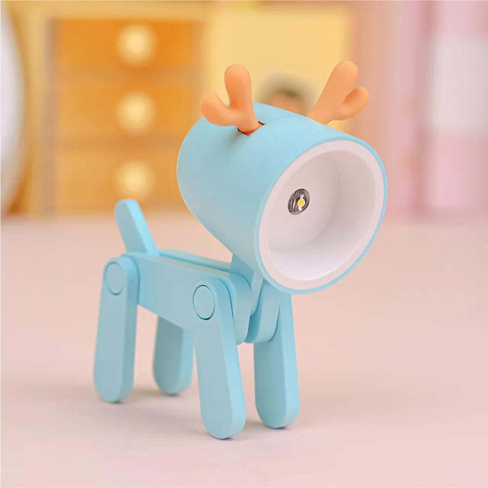 LED Night Light Mini Folding Desk Lamp Cute Pet Lights Dog Deer Portable Night Light Student Living Room Decor Gift Quick Pick Grocers