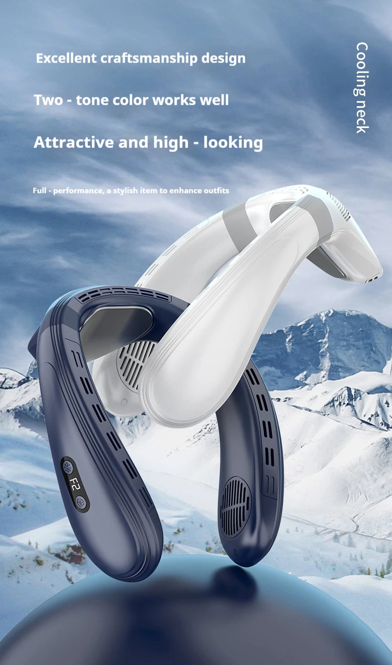 New Neck Air Conditioner Portable Neck Fan Rechargeable Semiconductor Cooling Bladeless Fan Outdoor Personal Fan Wearable Cooler Quick Pick Grocers