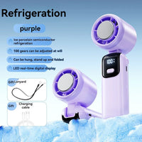 JPNPL 4000mAh Hanging Ice Pack Handheld High-speed Fan Folding 100 Speed Infinitely Adjustable Fan Portable For Outdoor Neck Quick Pick Grocers