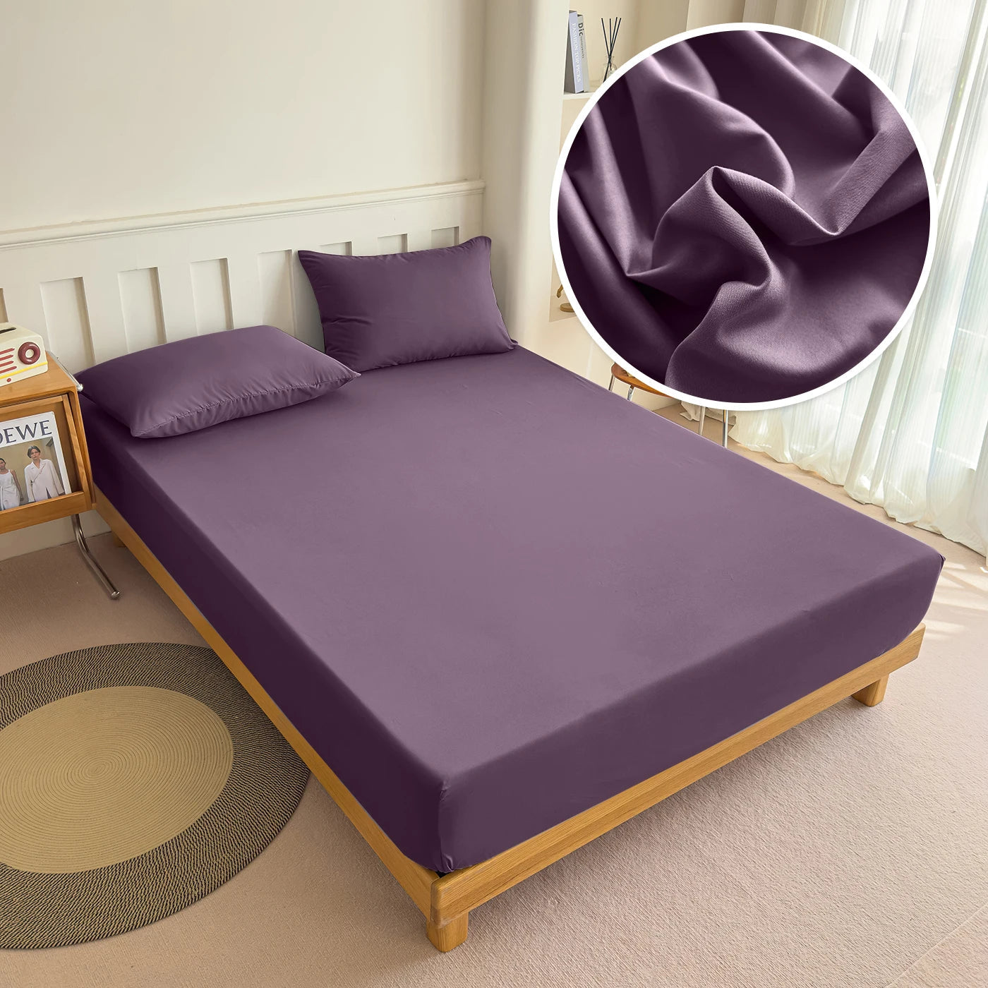 High Quality Fabric Fitted Sheet With Elastic Band Solid Color Mattress Sheet for King Queen Bed 150x200 180x200 200x220cm 1PC Quick Pick Grocers