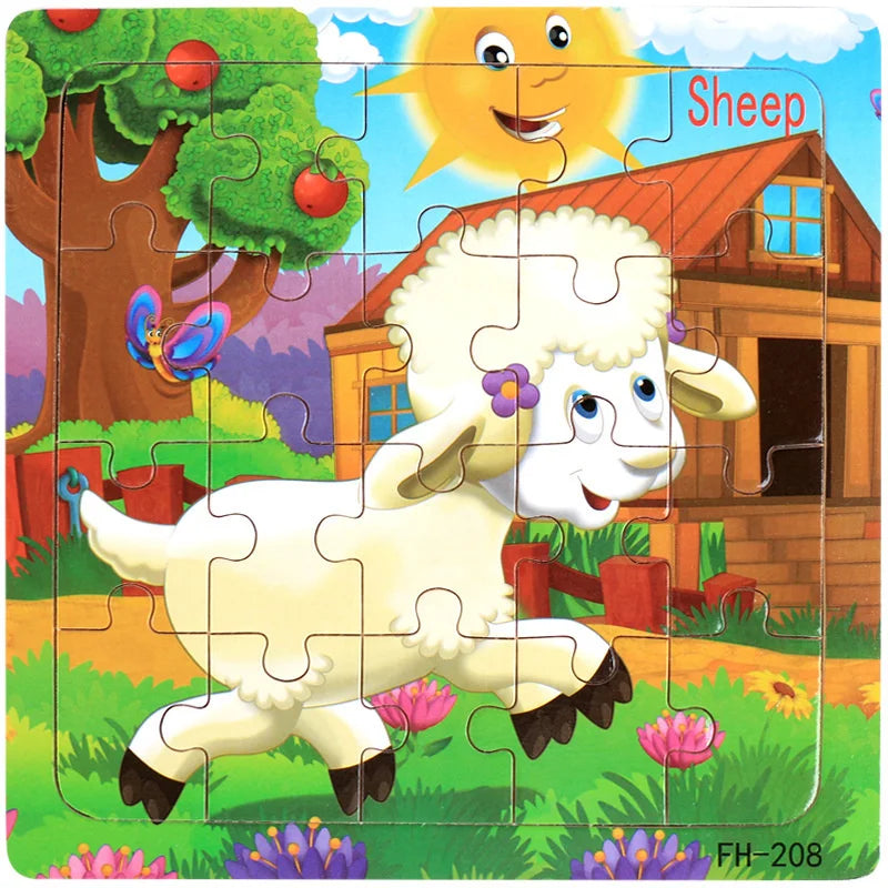 New 20 Piece Wooden 3d Puzzle Cartoon Animal Vehicle Jigsaw Puzzle Montessori Educational Toys For Kids 3-6 Years Old Quick Pick Grocers
