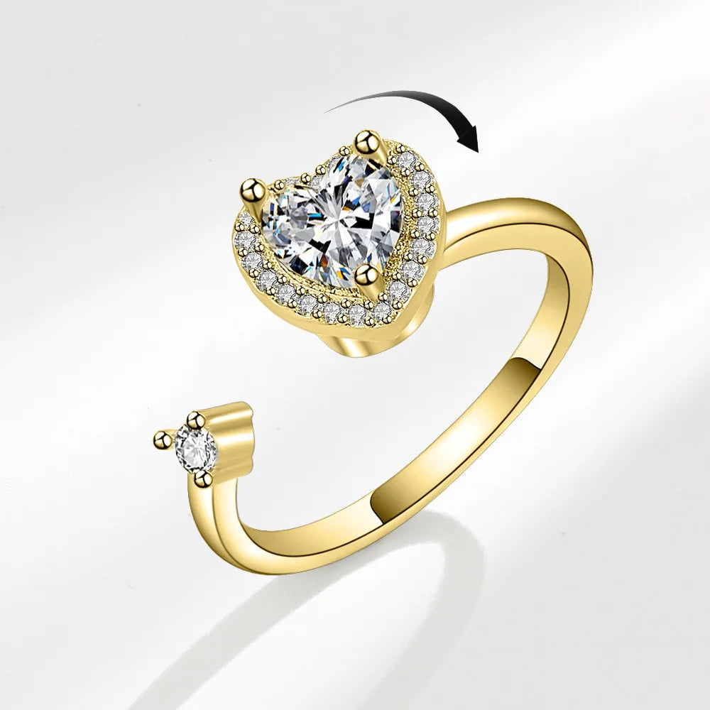 VENTFILLE 925 Sterling Silver Sunflower Diamond Zircon Rotatable Ring For Women Gift Relieve Stress Ring Jewelry Wholesale Quick Pick Grocers
