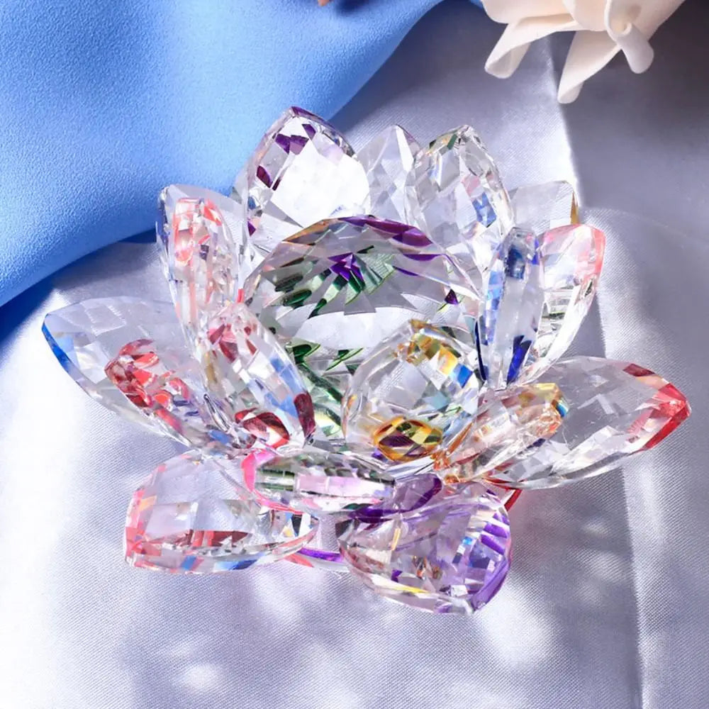 Feng shui Quartz Crystal Lotus Flower Crafts Glass Paperweight Ornaments Figurines Home Wedding Party Decor Gifts Souvenir Quick Pick Grocers