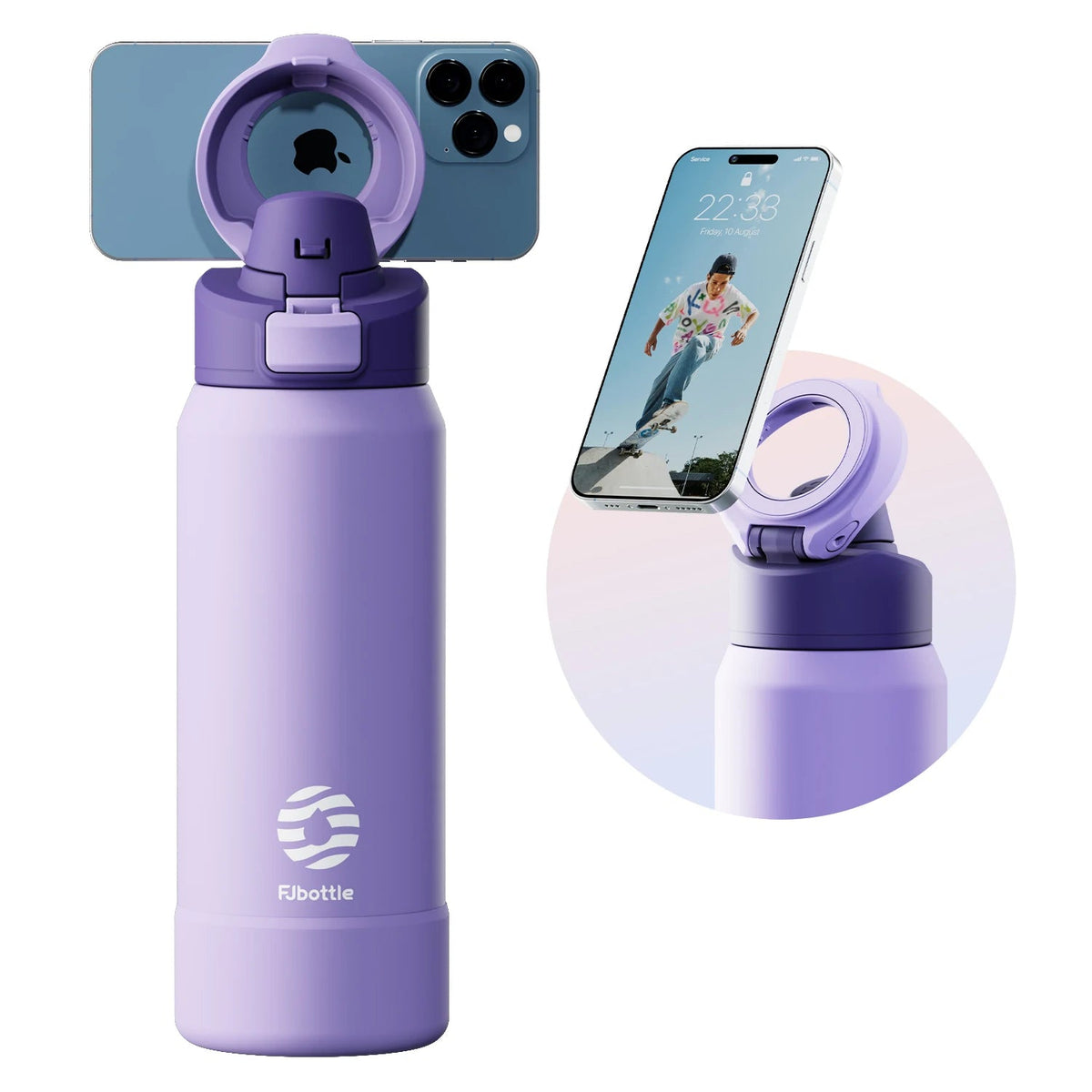 Fjbottle Magnetic Thermos Stainless Steel Sports Water Bottle with Magnetic Phone Holder Bouncing cover Insulation Cup Quick Pick Grocers