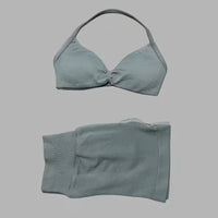 HISTELLO Gym Set 2 Piece Women Strappy Yoga Bra Top Workout Scrunch Shorts Sports Suit Fitness Clothes Seamless Yoga Set Quick Pick Grocers