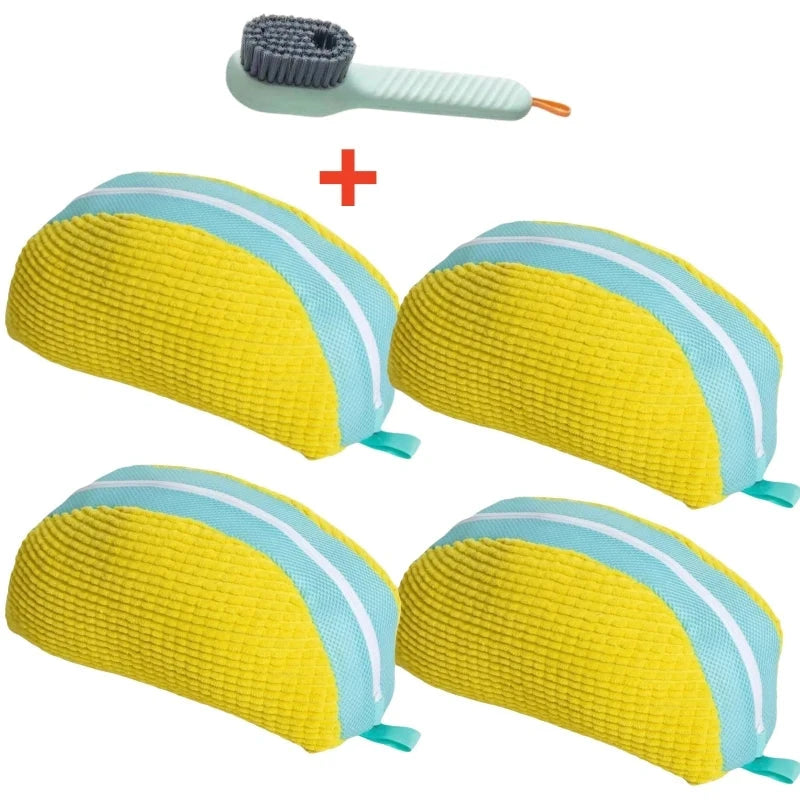 1/2/4PCS Shoe Washing Machine Bag with Liquid Shoe Brush Set Durable Laundry Shoe Bag and Soft Bristle Clean Brush for All Shoes Econic Blanks