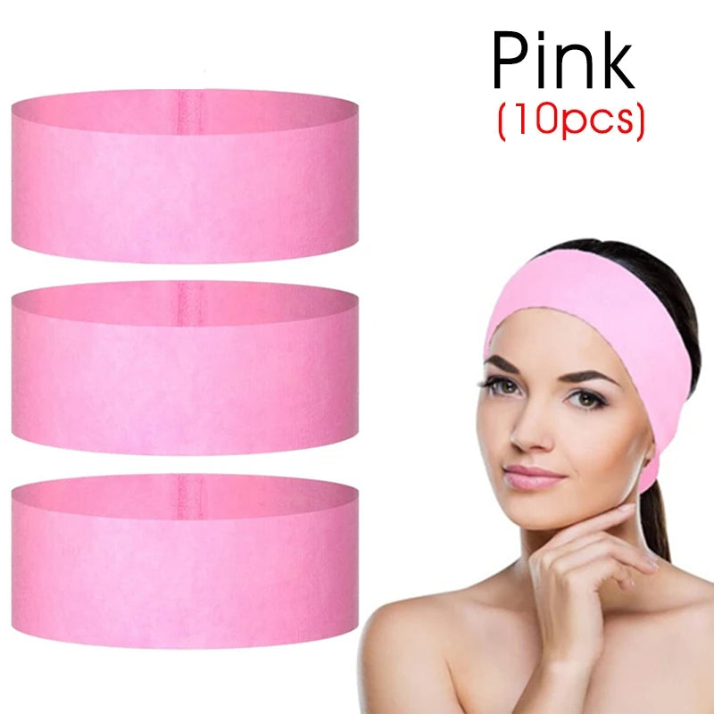 100/50/10pcs Disposable Spa Headbands Elastic Non-Woven Fabric Hair Bands for Women Makeup Soft Skin Care Esthetician Supplies Quick Pick Grocers