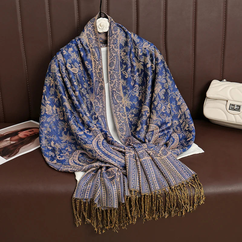 Luxury Brand Autumn Cashmere Pashmina Shawl Lady Wrap Warm Winter Scarves Design Print Female Foulard Cotton Stoles Scarf 2023 Quick Pick Grocers