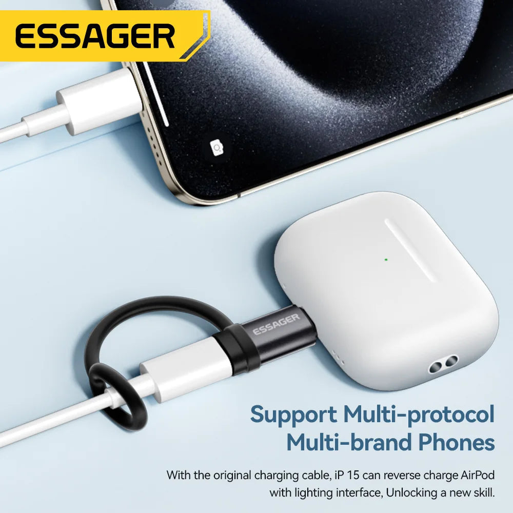 Essager Lighting To USB C Adapter 3A Fast Charging OTG for iPhone 15 xr Pro Type C To Lighting iPhone Connector OTG Converter Quick Pick Grocers