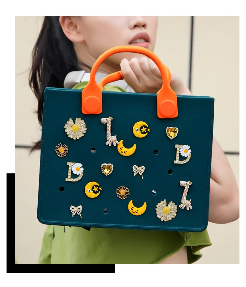 EVA Large Leather Shoulder Bag Handbag Tote Bag Storage for Women Casual Waterproof Beach Bag Hole Fit Charm Fashion Storage Bag Quick Pick Grocers
