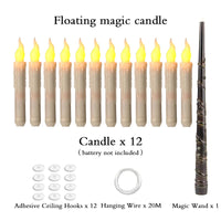 Halloween LED Floating Candles Magic Wand Remote Hanging Operated Potter Harries Battery Floating Candles Warm Light Decoration Quick Pick Grocers
