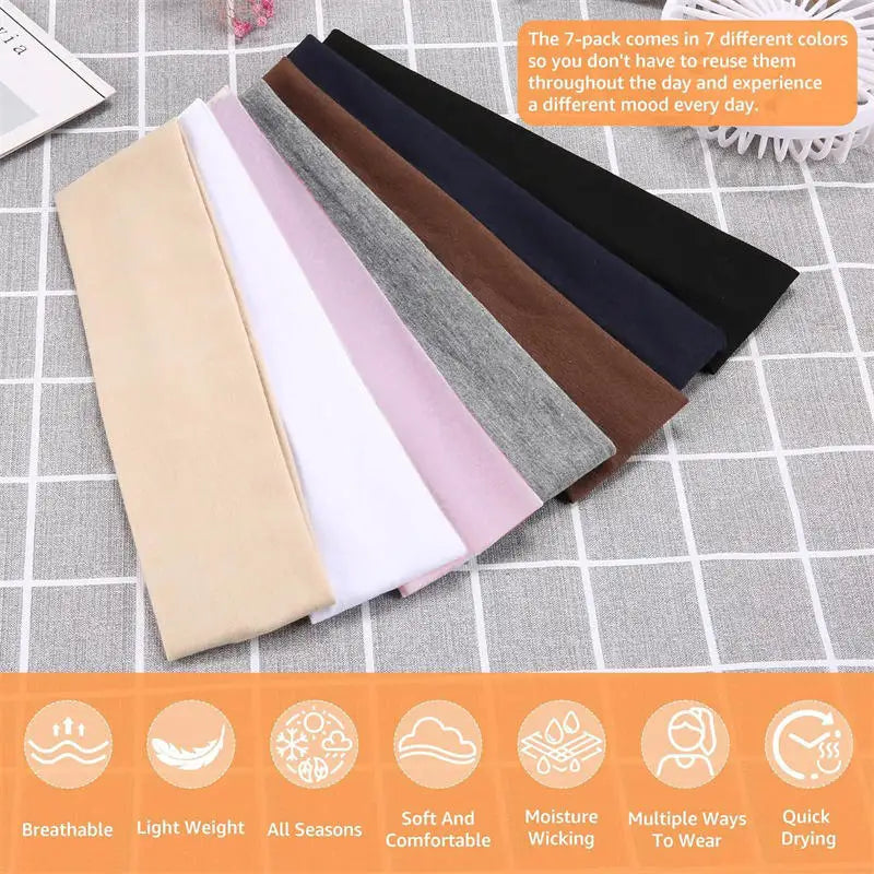 7PCS Elastic Sports Headbands For Women Stretchy Candy-Colored Hairbands Fashion Sweatbands For Fitness Yoga Running Cycling Quick Pick Grocers
