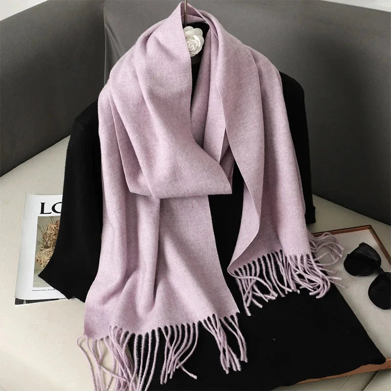 62Color Solid Women Winter Scarf Warm Thicken Cashmere Shawl Outdoor Fashion Luxury Tassels Pashmina Lady Wrap Windproof Scarves Econic Blanks
