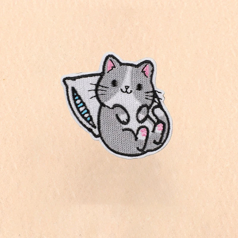 Cute Cartoon Cat patch Embroidery Patches on clothes Children's clothing Animal Interesting Embroidery Accessories Iron patch Quick Pick Grocers