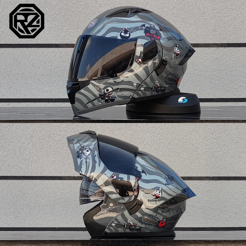 ORZ Personalised Motorcycle Full Face Helmet Men Women Fashion Dual Lens Helmets Motocross Racing Modular Flip Up Casco Moto Quick Pick Grocers