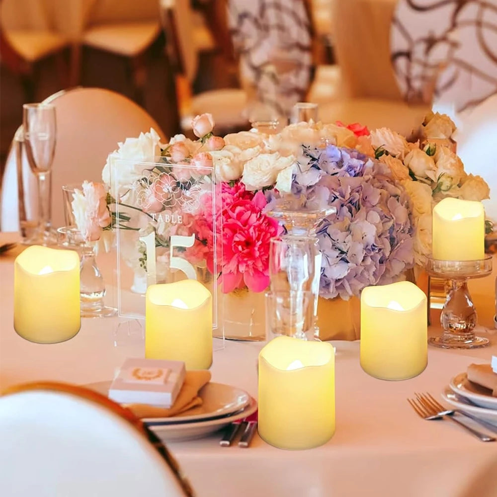 Flickering LED Ivory Electronic Candle, Flameless Tealight Candle, Battery Operated LED Tealight Candle, Ideal for Weddings, Tab Purest Peak Salt