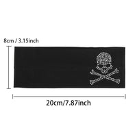 SKull Design Retro Street Punk Style Rhinestone Hair Strap Hot Girls Elastic Wide Edge Hairband Sports Anti Sweating Headband Quick Pick Grocers