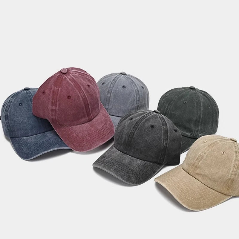Sunscreen Water Washed MEN'S Baseball Cap with a Small Face, Retro Distressed and Versatile Trendy Duck Tongue Hat, MEN'S Big He Quick Pick Grocers