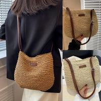 Ladies Fashion Summer Straw Crossbody Bag Women Beach Holiday Shopping Woven Shoulder Handbag Messenger Purses For Women Bags Quick Pick Grocers