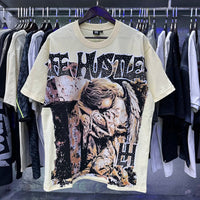 Praying Angel Shinning Diamond Cotton Short Sleeve Tshirts for Men and Women Crew Neck Loose Summer T-shirt Oversized Tees Quick Pick Grocers