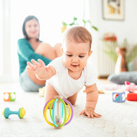 Baby Rattle Toy Wooden Rain Drum With Silicone Baby Sensory Touch Toy Newborn Dental Care Gum Anti-eating Hand Molar Stick Gif Purest Peak