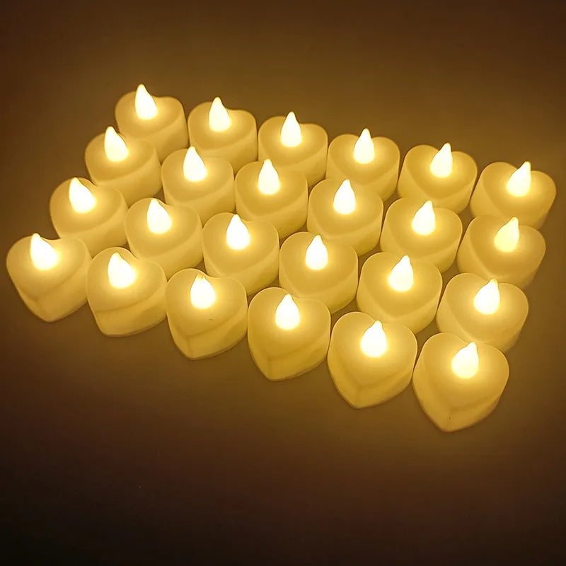 24PCS LED Candle Tea Lights Battery Operated Red Shells Romantic Decoration Flameless  Wedding Party Use Econic Blanks