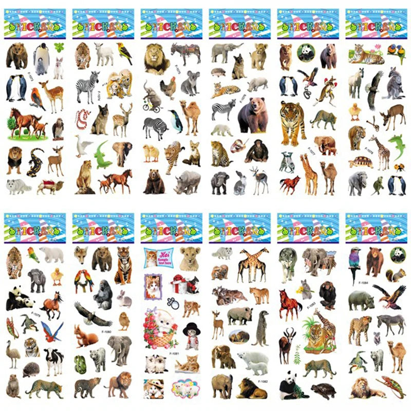 10 Sheets 3D Puffy Stickers Animals Bulk Stickers Scrapbook Decoration Birthday New Year Christmas Gifts for Kids Boys Girls Quick Pick Grocers
