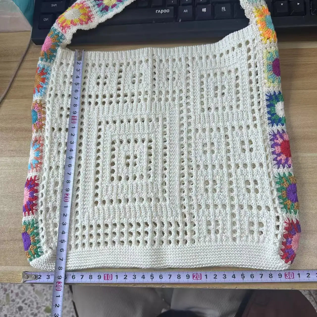Women's Boho Crochet Bag Designer Flowers Knitted Handbags Large Capacity Summer Beach Woven Shoulder Bag Girls Tote Shopper Bag Quick Pick Grocers