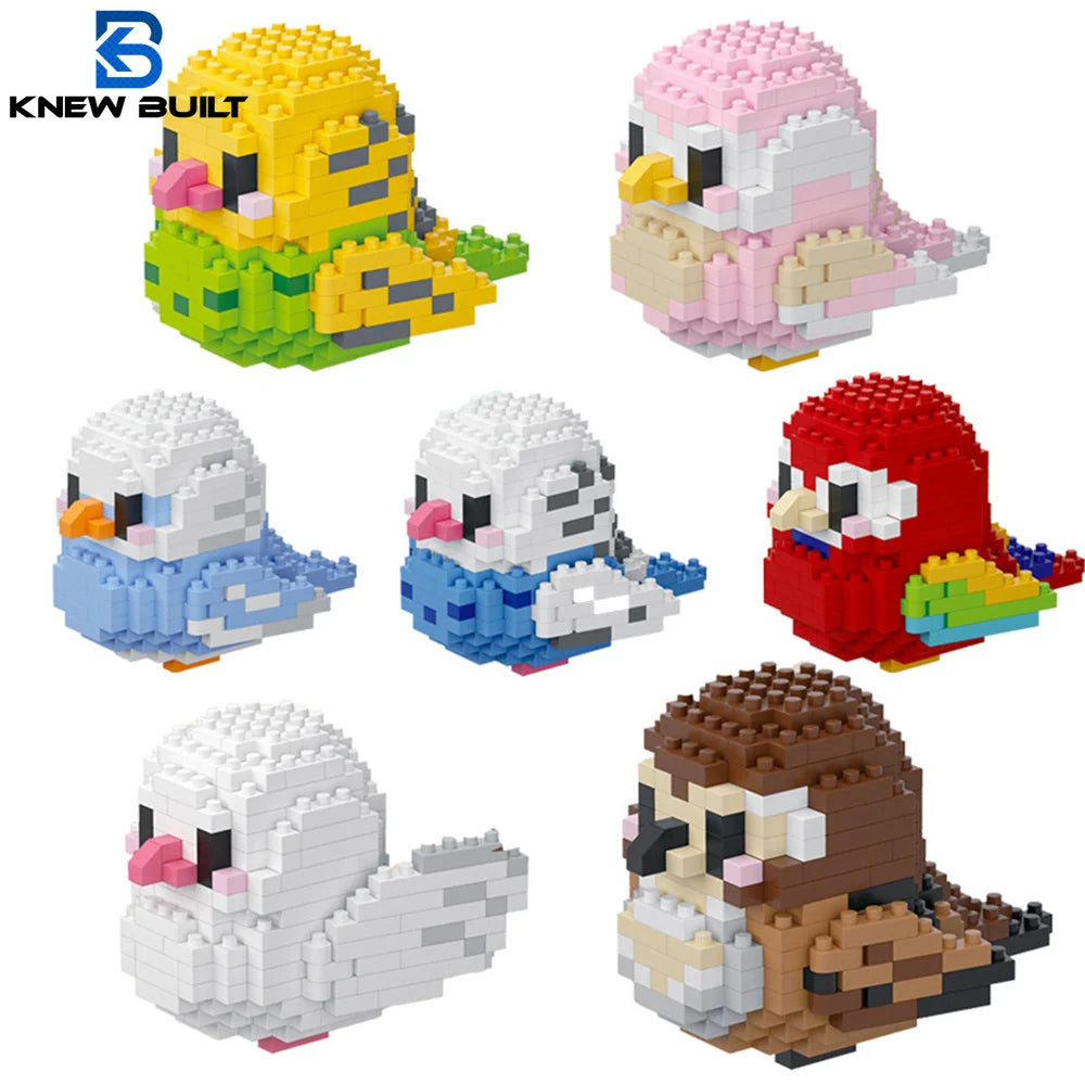KNEW BUILT Colorful Parrot Micro Mini Building Blocks Assembly Toys 3D Model Bricks for Birds Funs Hands-on Ability Gift Quick Pick Grocers