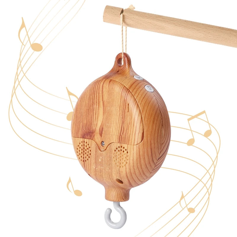 Revolving Music Box For Newborns Baby Crib Imitation Wood Color Hanging Rattle Baby Soothing Musical Toys 0-12 Months Baby Gift Purest Peak